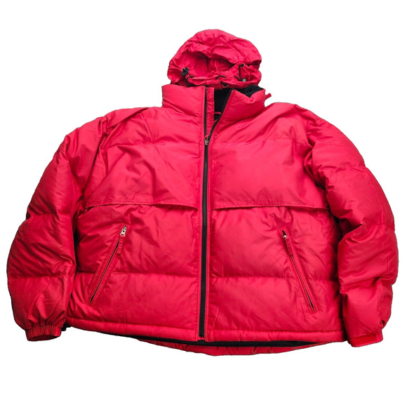 SPORTS MASTER Mens XL Red Puffer Jacket with hidden hood - Picture 3 of 12